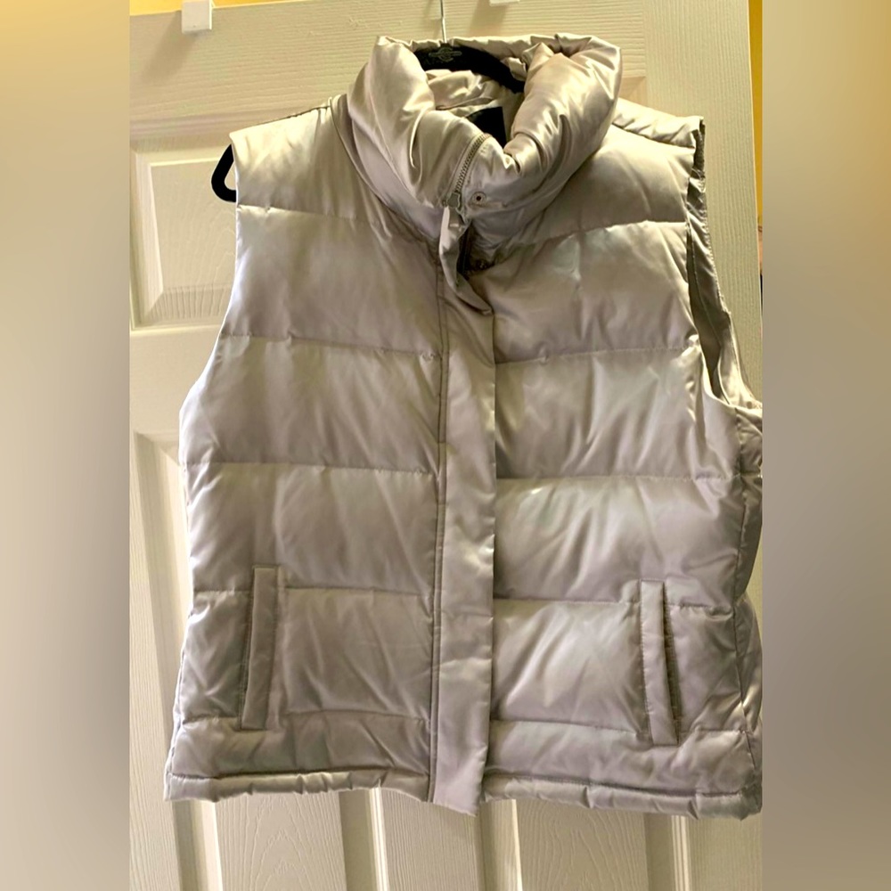 Talbots Silver Gray Puffer Vest Size XL
